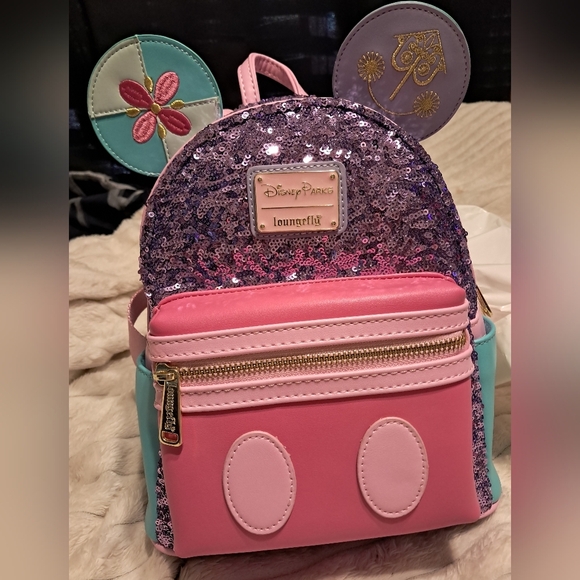 Loungefly Mickey Mouse Main Attraction Its A Small World Backpack (NWT) - Picture 3 of 8